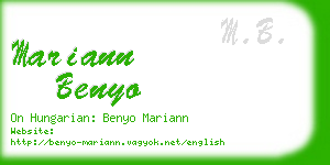 mariann benyo business card